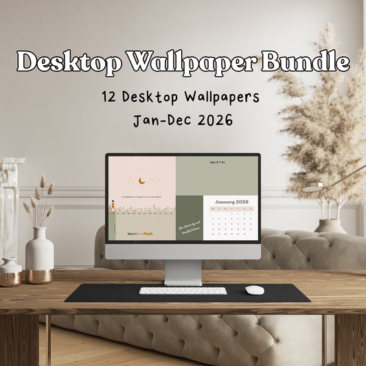 2026 Desktop Wallpaper Bundle | Pack of 24 | Monday + Sunday Start