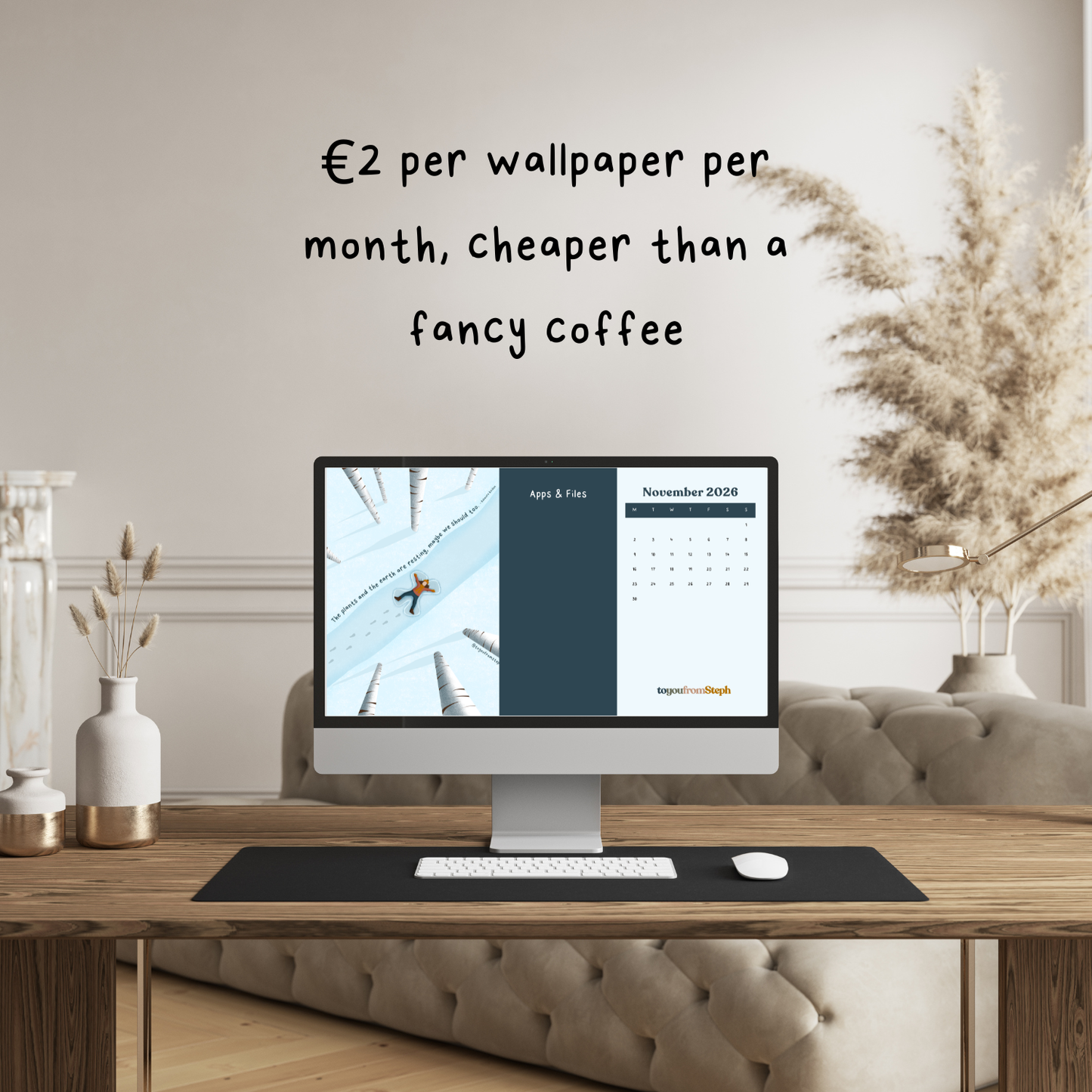 2026 Desktop Wallpaper Bundle | Pack of 24 | Monday + Sunday Start