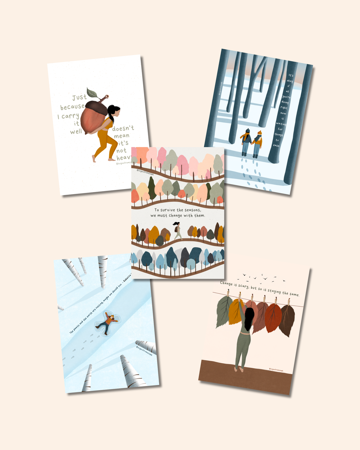 Seasons | Pack of 5 Postcards | A6