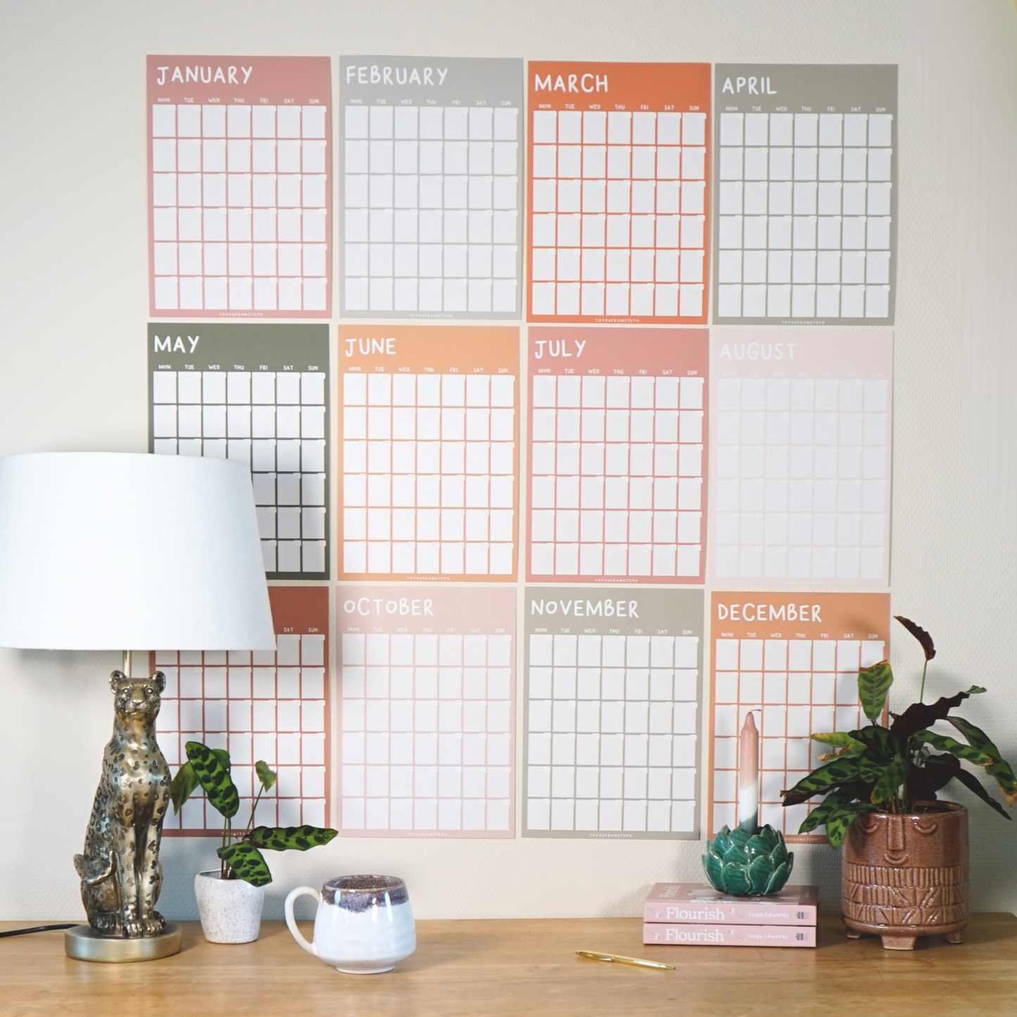 Pre-Order | Large Undated Wall Planner | EARTHY | 12 x A4