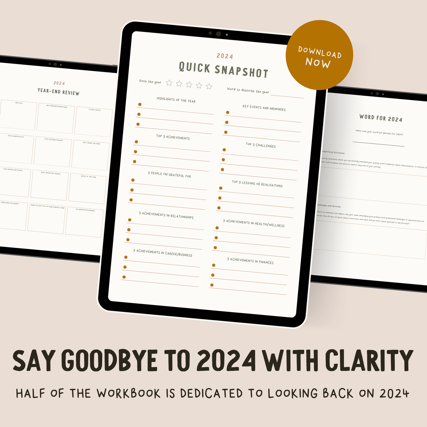 DIGITAL Reflect and Renew: 2024 and 2025 Self-Reflection & Goal Setting Workbook | Including Help Guide