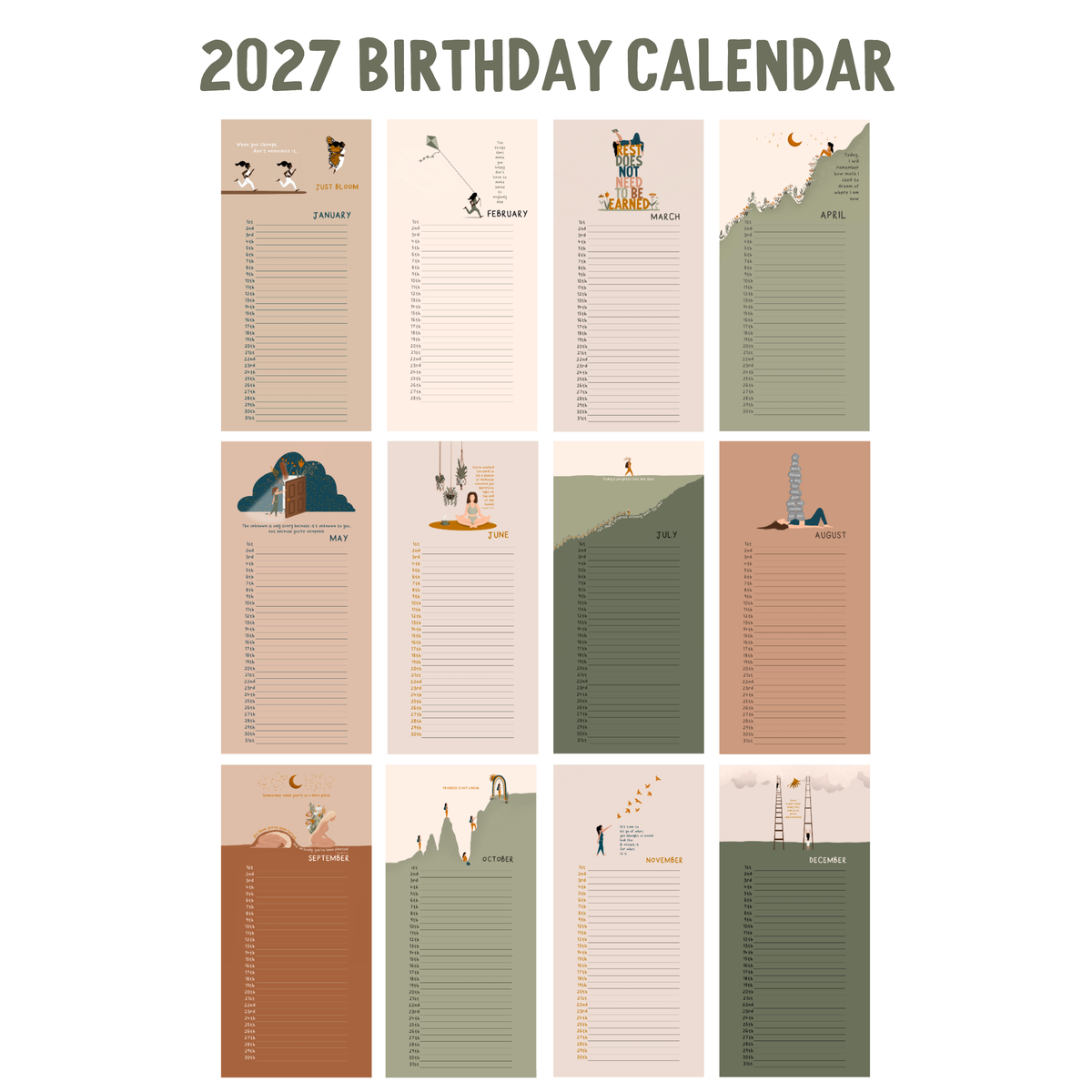 Birthday Calendar | Thrive | A3L