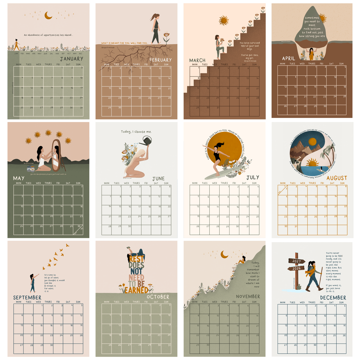 (PRE-ORDER) 2027 Wall Calendar | Quotes to Live By | A4