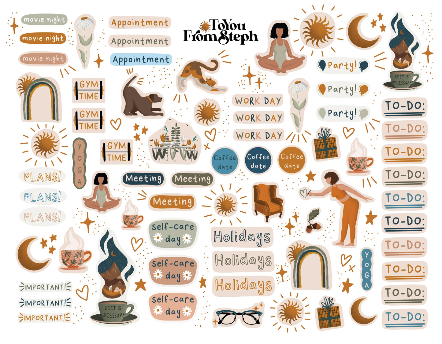 Illustrated Planner Sticker Sheet