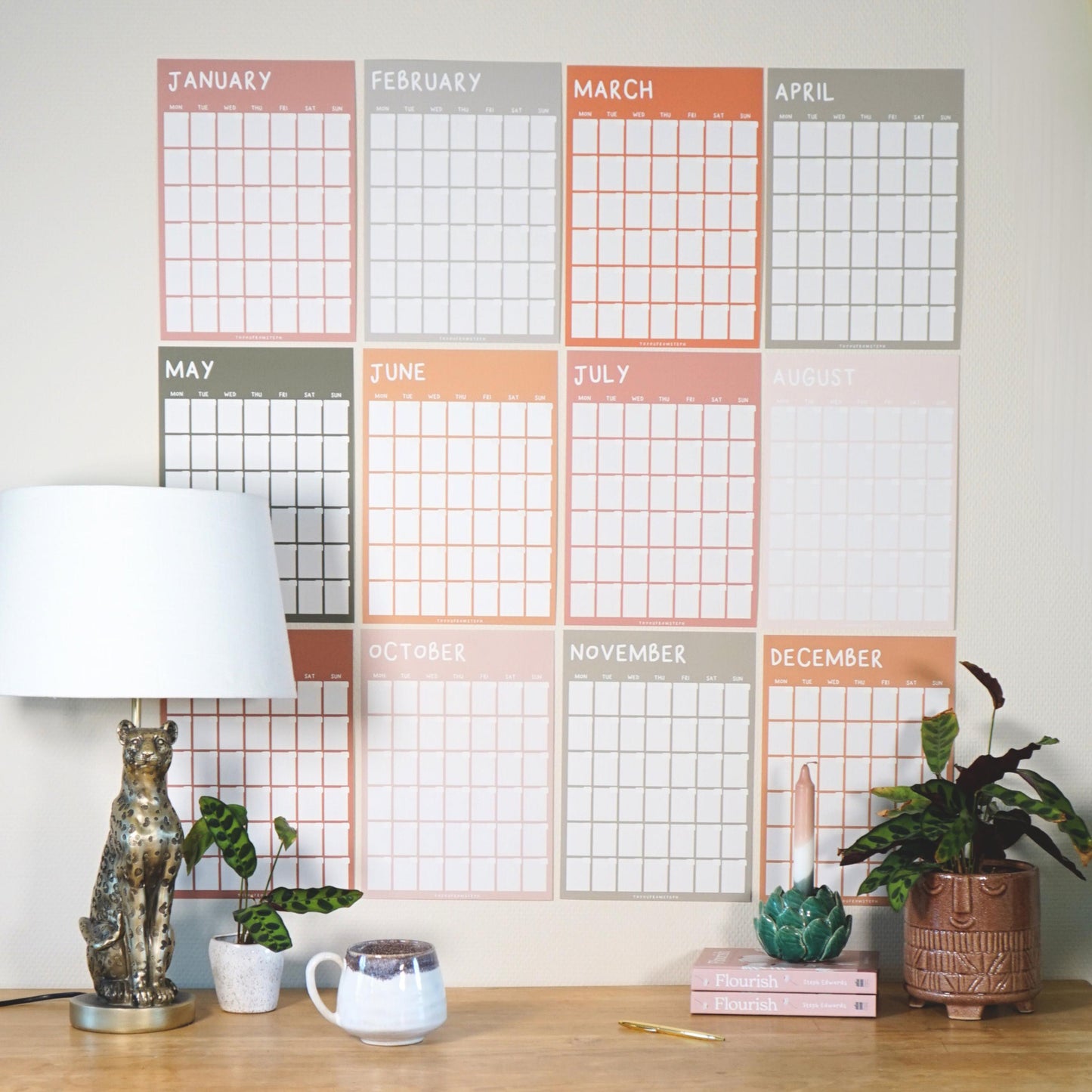 Large Undated Wall Planner | Earthy | 12 X A4