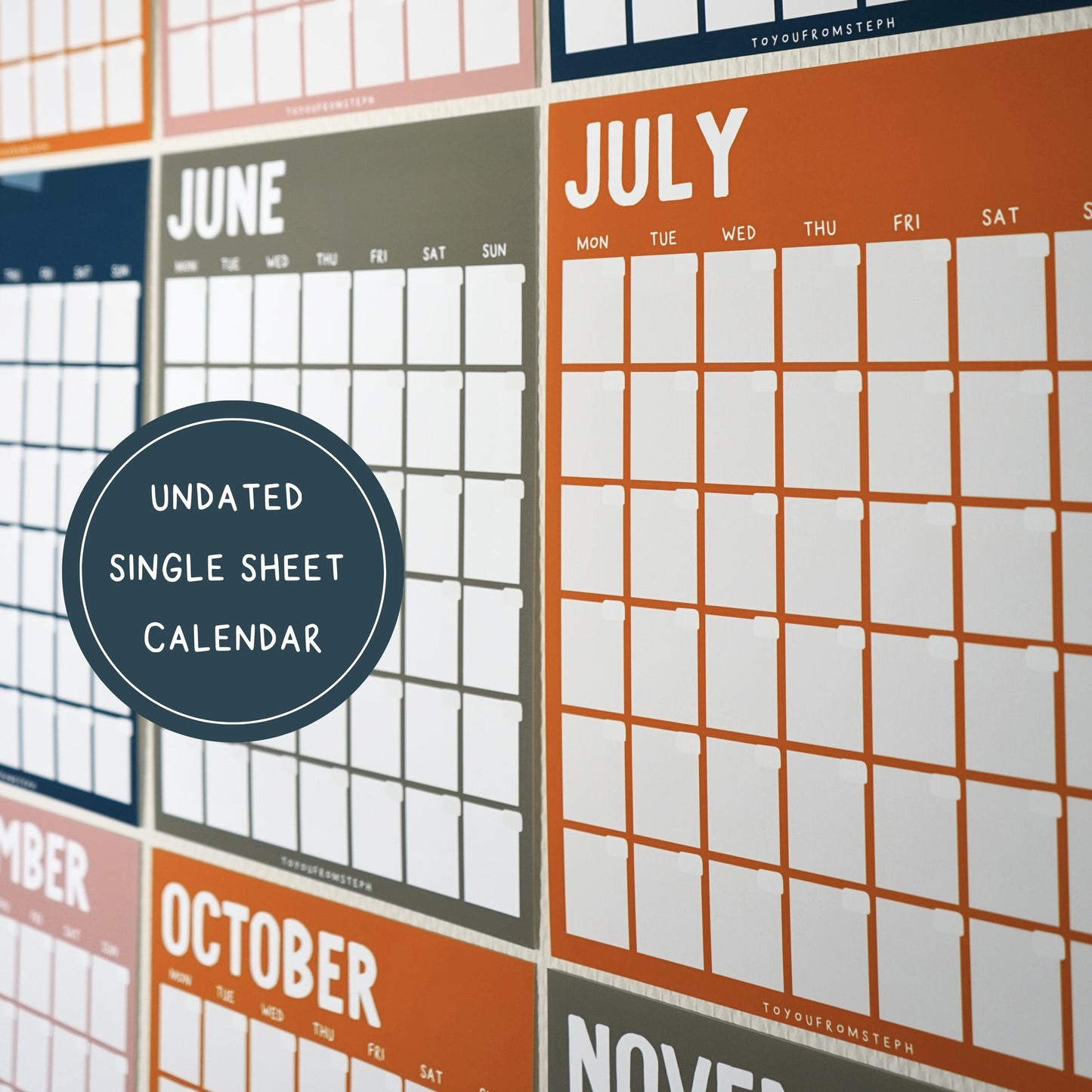 Large Undated Wall Planner | Bold | 12 X A4