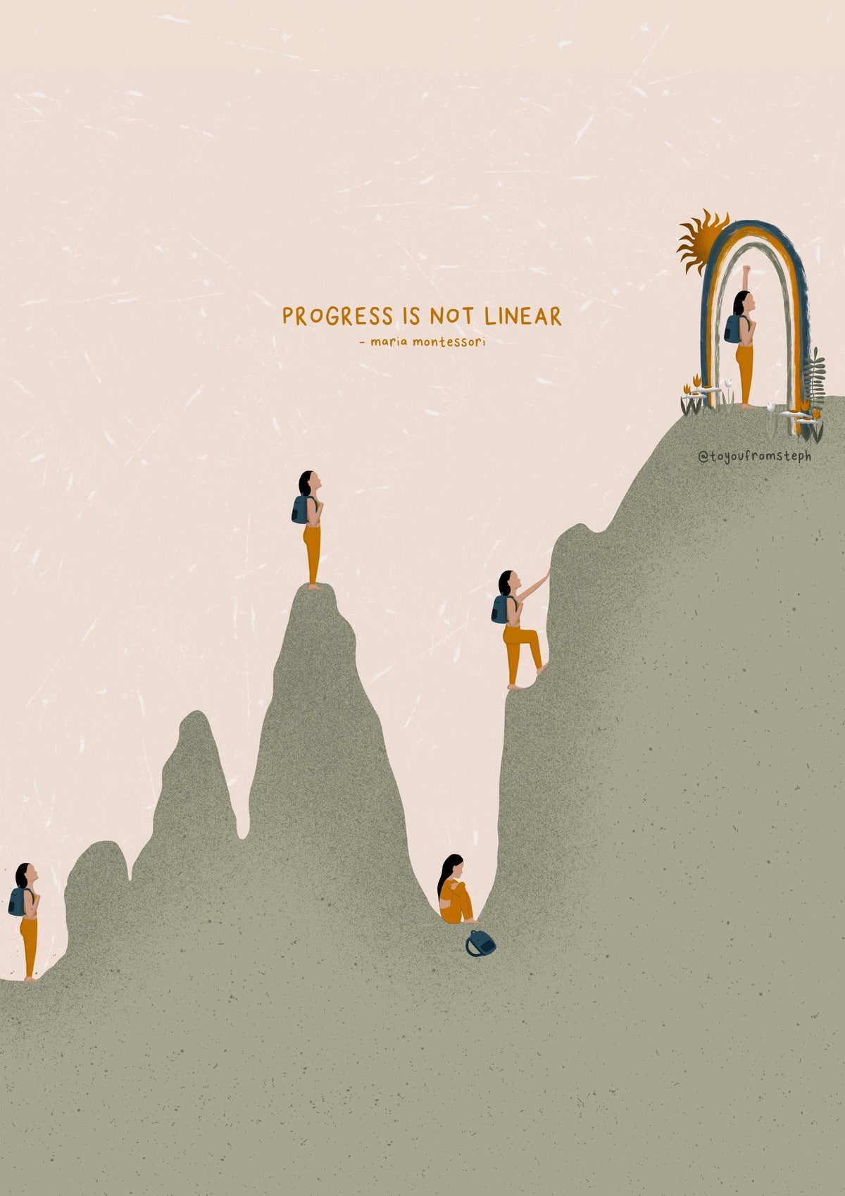 Creativity Is Not Linear Progress is Not Linear - Art Print – To You From Steph