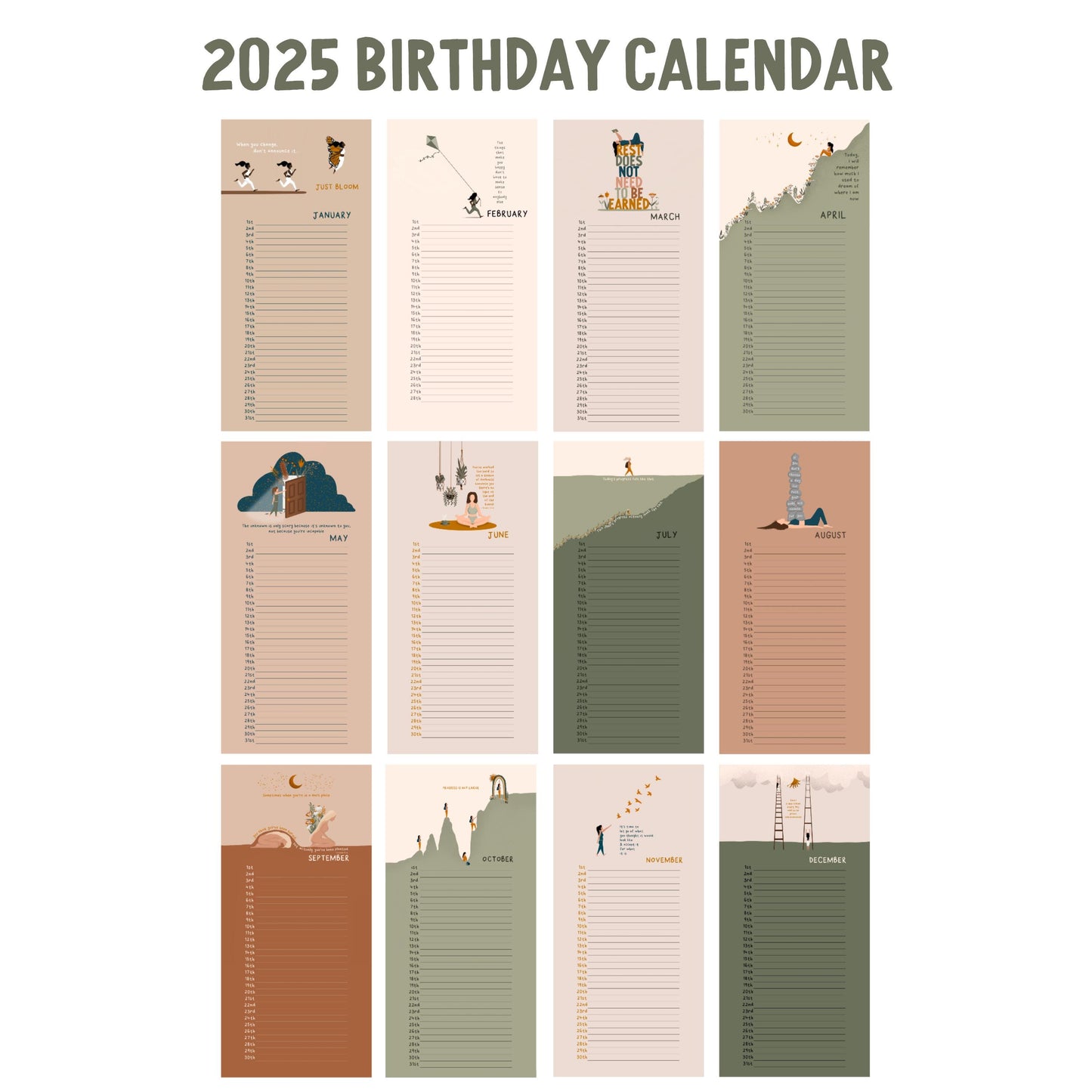 Birthday Calendar 2025 | Thrive | A3L