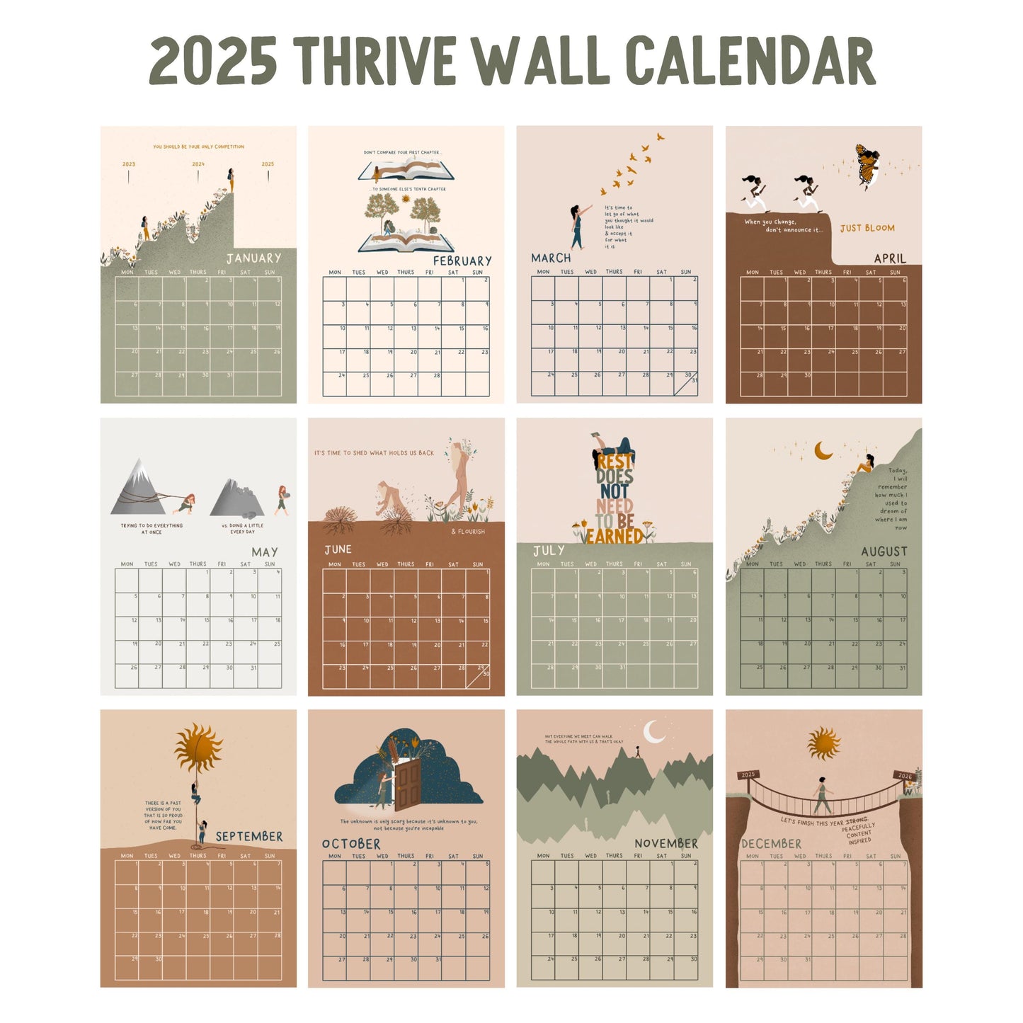 2025 Wall Calendar | Thrive | A4